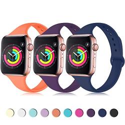 Zekapu Sport Band Compatible for Apple Watch 38mm 42mm 40mm 44mm, Soft Silicone Narrow Slim Sport Replacement Wristband for iWatch Series 5, Series 4, Series 3, Series 2, Series 1 Women