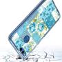 Huawei Honor 7X Case, Soft TPU Slim-Fit Flexible Ultra-Thin Clear Case, Full-Body Rugged Bumper Print Blue Flower Case for Huawei Honor 7X, Transparent