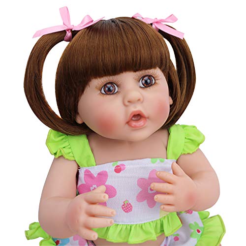 PURSUEBABY Lifelike Reborn Baby Dolls Girls Silicone Vinyl Full Body 16 inch Rhona Washable Realistic Baby Dolls for Kids Christmas with Magnetic Pacifier & Gift Box Set