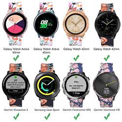 VIGOSS Silicone Floral Band Compatible Galaxy Watch 42mm Bands/Galaxy Watch Active 40mm Bands/Gear Sport Band, Women 20mm Strap Replacement Bracelet Wristband for Samsung Galaxy Watch 42mm R810 Watch