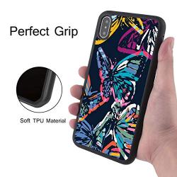 iPhone Xs Max Case,Flexible Soft TPU Cover Shell,Slim Silicone Black Rubber Non-Slip Durable Design Protective Phone Case for iPhone Xs Max -Butterfly