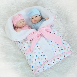 Funny House 10 26cm Real Life Like Full Silicone Body Reborn Baby Doll Twins Realistic Newborn Dolls Girl and Boy For Baby Anatomically Correct Birthday or Xmas Gift