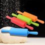 FANCYGIRL Silicone Roller with Handle Kitchenware Home Kitchen Non-Stick Rolling Pin Dumpling Making Tool