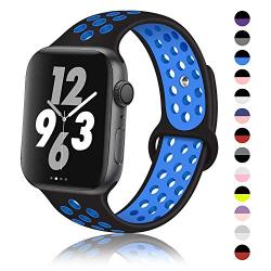 DYKEISS Sport Silicone Band Compatible with Apple Watch 38mm 42mm 40mm 44mm, Breathable Replacement Strap Wristband Accessory for iWatch Series 5/4/3/2/1