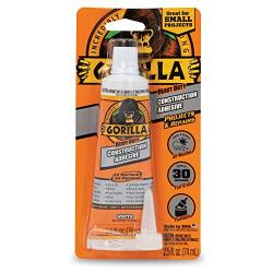 Gorilla Heavy Duty Construction Adhesive, 2.5 ounce Squeeze Tube, White