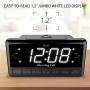 iLuv Morning Call 3, 1.2&quot Jumbo White LED Display Projection Dual Alarm Clock with 180 Degree Reverse Projection, FM Radio, 10 Preset Station, Sleep Timer, Snooze Button, Dimmer, and USB Charging Port