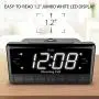 iLuv Morning Call 3, 1.2" Jumbo White LED Display Projection Dual Alarm Clock with 180 Degree Reverse Projection, FM Radio, 10 Preset Station, Sleep Timer, Snooze Button, Dimmer, and USB Charging Port