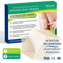 Medical Grade Silicone Scar Removal Sheets by Tatyana Naturals [7Pcs] Reusable, High-Performance Scar Cure for Stretch Marks, Surgery Scars, C-Section Scars, Acne Scars, Cuts and Burns