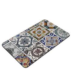 YOLIYANA Modern Stylish Doormat,Antique Style Classic Tiles Pattern Folkart Kitchenware Home Design Art for Door,29" Lx17 W