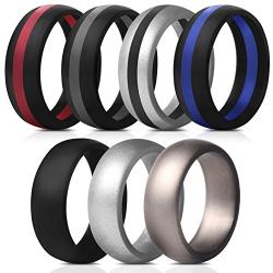 Saco Band Mens Silicone Rings Wedding Bands - 7 Pack / 1 Ring