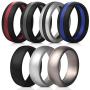 Saco Band Mens Silicone Rings Wedding Bands - 7 Pack / 1 Ring