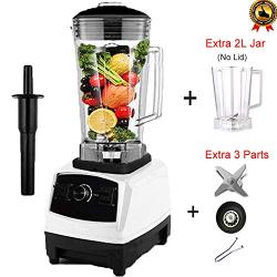 3Hp Commercial Grade Home Professional Smoothies Power Blender Food Mixer Juicer Food Fruit Processor,White Jar Full Parts,Eu Plug
