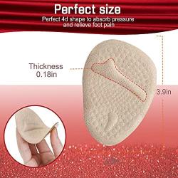 Ball of Foot Cushions High Heels for Women, Soft Gel Insoles Metatarsal Pads Forefoot Heel Cushion Inserts Relieves Pain and Discomfort Forefoot Cushioning for Mortons Neuroma Pain Relief 6 Pair