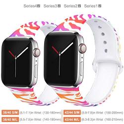 EXCHAR Compatible with Apple Watch Band 40mm 38mm 44mm 42mm Fadeless Pattern Printed Floral Bands Silicone Replacement Band for iWatch Series 5 Series 4/3/2/1 for Women Men