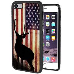 iPhone 7 8 Case with American Flag Pattern Whimsical Design Bumper Black Soft TPU and PC Protection Anti-Slippery &Fingerprint Case for iPhone 7 8