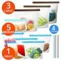Reusable Silicone Food Storage Bag 9-pack, Airtight Food Preservation Bag Keep Food Fresher, Versatile Lunch Bag for Sandwich, Cooking, Sous Vide, Liquid, Snack, Freezer Safe, 3 Large+5 Medium+1 Small