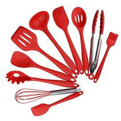 Silicone Kitchenware Set Cooking Spoon Scraper 10 Piece Set Bake Grill Cooking Tools (Size : Red)