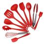 Silicone Kitchenware Set Cooking Spoon Scraper 10 Piece Set Bake Grill Cooking Tools (Size : Red)
