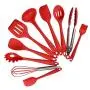Silicone Kitchenware Set Cooking Spoon Scraper 10 Piece Set Bake Grill Cooking Tools (Size : Red)