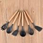 SKYyao Kitchen utensil set Wooden Handle Silicone Kitchen utensils 6 piece set non stick spatula scraping spoon kitchen tools cooking kitchenware silicone + beech wood