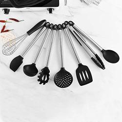 Jazmy 8PCS Silicone Kitchenware Set Stainless Steel Handle Simple Cooking Tool Sets High Temperature Resistance