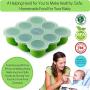 Silicone Baby Food Freezer Storage Tray - Clip-On Silicone Lid - 9 Cups x 2.5 Oz - Oven & Dishwasher Safe - with Baby Weaning E-Books (GRN)