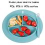 Baby Feeding Set - Silicone Bib Plates Bowls Spoons BPA Free -Toddler Divided Plate Suction Bowl & Soft Spoon Teether- Self Feed, Easy Clean,Safe for Children, Waterproof Spill Resistant