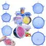 jooe Silicone stretch lids for food seal and bowl covers, 7 pack various size, round, blue