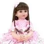 PURSUEBABY Beautiful 24 inch Vinyl Reborn Baby Dolls for Girls Melinda with Long Brown Hair Real Life Baby Reborn Toddler Girl Dolls for Christmas with Gift Box