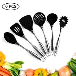 High Temperature Resistant Silicone Spatula Cooking Shovel Kitchen Stainless Steel kitchenware(6 Packs)