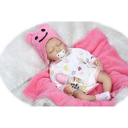 22" Real Looking Realistic Handmade Soft Silicone Vinyl Sleeping Reborn Baby Newborn Doll Girl Kids Birthday Gift Free Magnet Pacifier Dummy