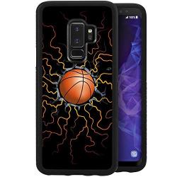 Samsung Galaxy S9 Case with Basketball Fire Pattern Whimsical Design Bumper Black Soft TPU and PC Protection Anti-Slippery &Fingerprint Case for Samsung Galaxy S9
