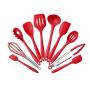kitchen utensils-10-piece non-stick silicone kitchenware set kitchen tools baking utensils (red)