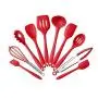 kitchen utensils-10-piece non-stick silicone kitchenware set kitchen tools baking utensils (red)