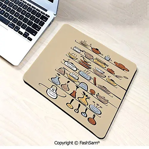 Mouse Pads Kitchenware and Utensils Appliances Ornaments Spice Rack Vintage Retro Style Design for Home(W7.8xL9.45)