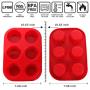 Silicone Muffin Pan, European LFGB Silicone Cupcake Baking Pan, 6 Cup Muffin, Non-Stick Muffin Tray, FDA LFGB Approved Egg Muffin Pan, Food Grade Molds Red