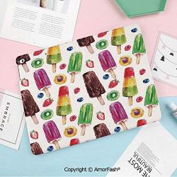 Premium Stand Folio Case Cover for Galaxy Tab S2 Tablet (9.7 Inch, SM-T810 T815 T813),Sweet Decor,Yummy Cute Vivid Ice Creams with Fruit and Chocolate Flavors Kiwi Watercolor Design,Multi