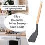 LDGR Pancake Spatula Wood Handle Silicone Kitchenware Spatula Non-Stick Cooking Utensil Cookware for Household Cooking Utensil Sets