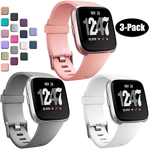 Wepro Bands Compatible with Fitbit Versa SmartWatch, Versa 2 and Versa Lite SE Watch, 3-Pack, Small, Large, Buckle