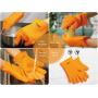 HYFEEL Silicone BBQ Cooking Gloves Kitchen Oven Mitts Heat Resistant for Baking Grilling Frying Barbeque with Fingers,1 Pair (Orange)