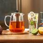 Glass Teapot Kettle with Infuser - Loose Leaf Tea Pot 32oz - Stovetop Safe Clear Tea Maker - Tea Pot Strainer for Blooming, Flowering, Loose tea - Sleeve for Warmer Tea, Coaster & E-Book
