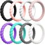 ThunderFit Womens Thin Swivel Rings, 10 Rings / 8 Rings / 4 Rings / 1 Ring - Stackable Silicone Wedding Rings - 2.5mm Wide - 2mm Thick