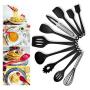 RONGYE 11Pcs Silicone Stainless Steel Kitchenware Set Cooking Utensils Non Stick Non Scratch Heat-Resistant Kitchen Utensil Set