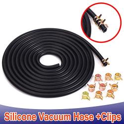 BLACKHORSE-RACING 10 Feet 1/8" (3mm) High Performance Silicone Vacuum Hose + 10 Pcs 8mm Spring Clips Fuel Hose Line Water Pipe Clamps Fasteners