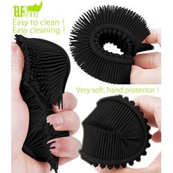 ELFRhino Bath Sponge 2 in 1 Silicone Shower Brush Natural Bristle Massager Brush Gentle Scrub Skin Exfoliation For Face and Body Massage Nubs Improve Cellulite Black