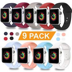 DOBSTFY Sport Bands Compatible for iWatch Band 38mm 40mm 42mm 44mm, Soft Silicone Replacement iWatch Bands Strap for iWatch Series 5 4 3 2 1 Nike+ Edition 2 1 Nike+ Edition, S/M M/L