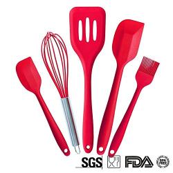 Genossen Kitchenware Silicone Cooking Utensils Brush Scraper Rice Paddle Slotted Spatulla Soup Spoon 6 Sets