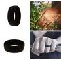 NNIOV Black Silicone Rings, Wedding Bands for Men, Geometric Metallic Wide Rubber Ring, Simple Comfortable Skin Safe - Lifetime Quality Promise