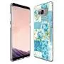 Samsung Galaxy S8 Case, Soft TPU Slim-Fit Flexible Ultra-Thin Clear Case, Full-Body Rugged Bumper Print Blue Flower Case for Samsung Galaxy S8, Transparent