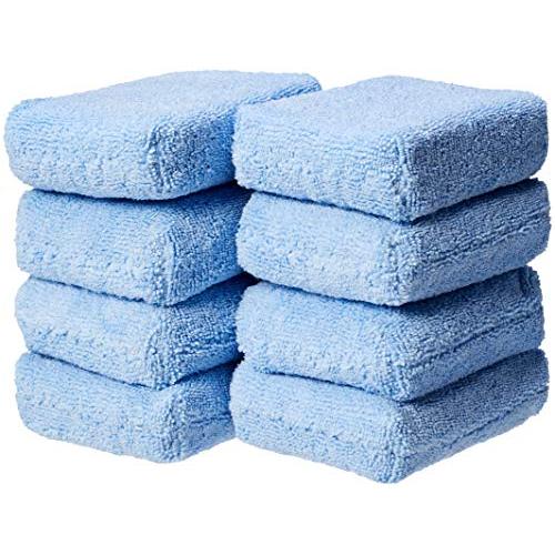 AmazonBasics Microfiber Car Applicator Pads, Blue, 8 Pack